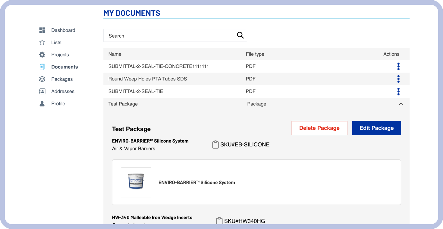 B2B Client Portal Solution: Submittal Package Documents Management